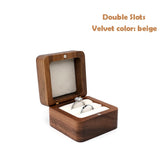 Wood Vintage Jewelry Wedding Ring Case Walnut