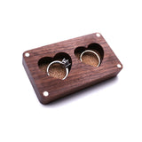 Wood Wedding Double Ring Box Lover Heart Casket Jewelry Organizer