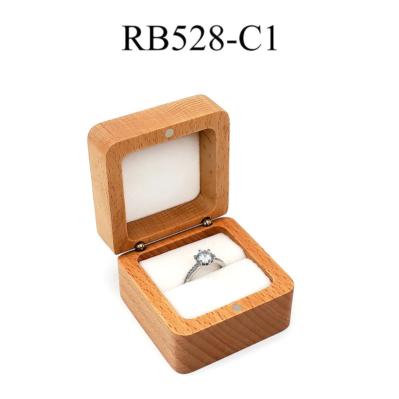 Wood Wedding Ring Gift Boxes Earrings Necklace Wooden Display Stand Case