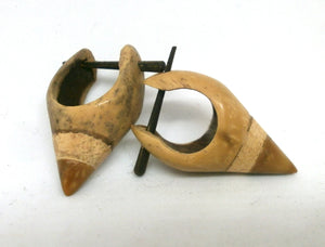 Wood Earrings Cone Bicolor Punk Type Hippie Man or Woman
