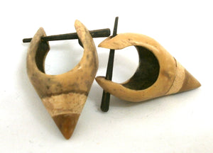 Wood Earrings Cone Bicolor Punk Type Hippie Man or Woman