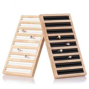Wood 9 Lines Jewelry Display Tray Box Earring Necklace Pendant Organizer