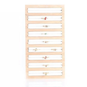 Wood 9 Lines Jewelry Display Tray Box Earring Necklace Pendant Organizer