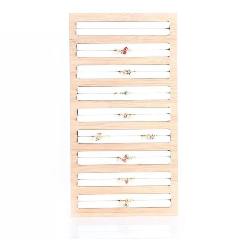 Wood 9 Lines Jewelry Display Tray Box Earring Necklace Pendant Organizer