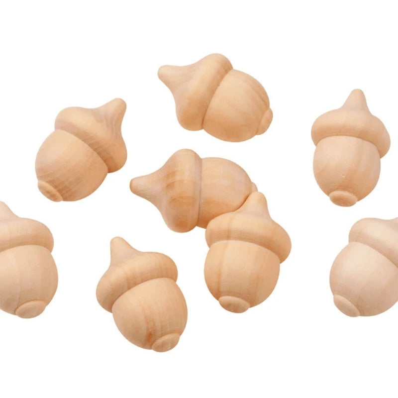 Wooden Acorns Counting & Sorting Kit - Set of 20 Acorns and 6 Bowls