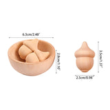 Wooden Acorns Counting & Sorting Kit - Set of 20 Acorns and 6 Bowls