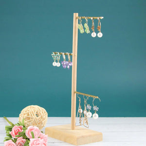 Wooden Base Earrings Organizer Stand Hanging Holder Tree for Bangles
