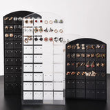 Wooden Base Metal Racks Earrings Display Stand Organizer