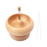 Wooden Bead Spinner with 2 Needles Beading Bowl DIY Bracelets Jewelry Making