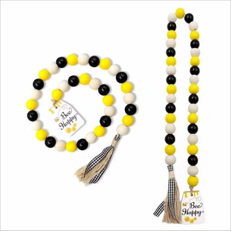 Wooden Bead Tassel String Twine Creative Bee Beaded Two-Color Wooden Bead