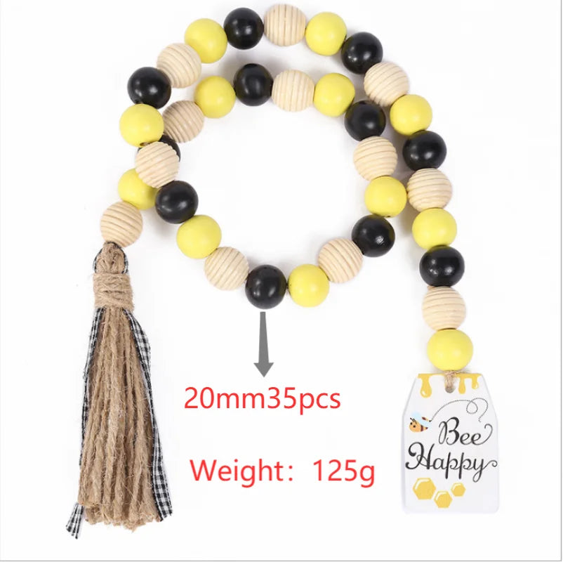 Wooden Bead Tassel String Twine Creative Bee Beaded Two-Color Wooden Bead