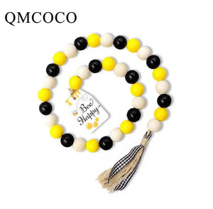 Wooden Bead Tassel String Twine Creative Bee Beaded Two-Color Wooden Bead