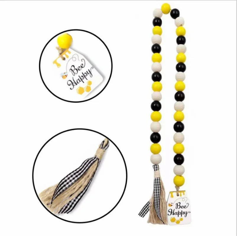 Wooden Bead Tassel String Twine Creative Bee Beaded Two-Color Wooden Bead