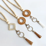 Beaded Chains Rattan Weaving Tassel Necklaces for Women