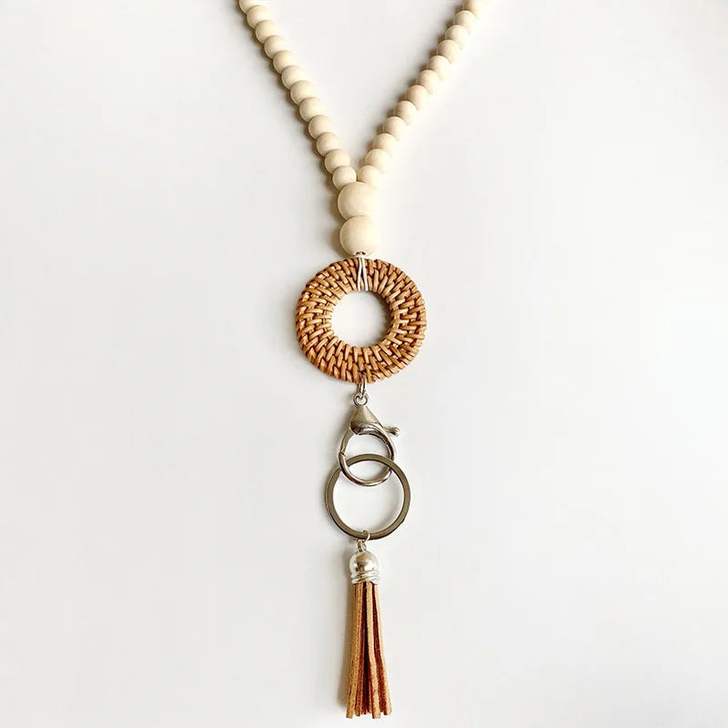 Beaded Chains Rattan Weaving Tassel Necklaces for Women
