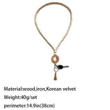 Beaded Chains Rattan Weaving Tassel Necklaces for Women