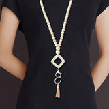 Beaded Chains Rattan Weaving Tassel Necklaces for Women