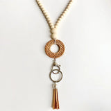 Beaded Chains Rattan Weaving Tassel Necklaces for Women