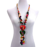 Wooden Beads Colorful Necklace Women Bamboo Coconut Shell