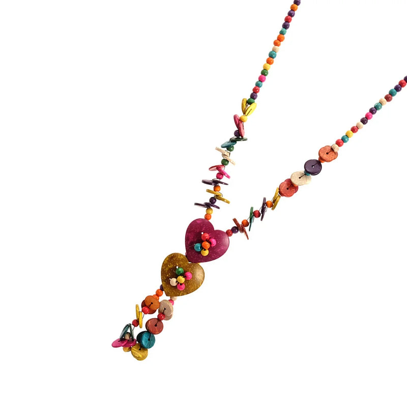Wooden Beads Colorful Necklace Women Bamboo Coconut Shell
