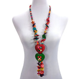 Wooden Beads Colorful Necklace Women Bamboo Coconut Shell