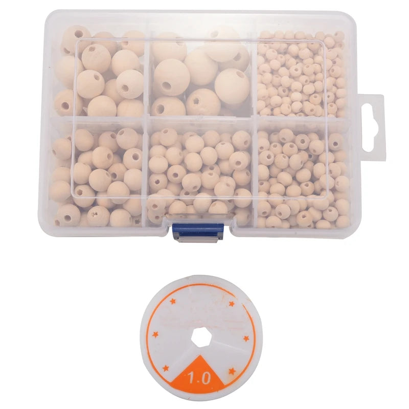 Round Wood Beads Set DIY Jewelry Making (1105 Pcs)