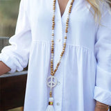 Wooden Beads Tassel Long Necklace Bohemian Summer Beach Dress Accessory