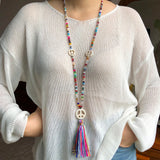 Wooden Beads Tassel Long Necklace Bohemian Summer Beach Dress Accessory