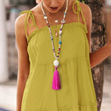 Wooden Beads Tassel Long Necklace Bohemian Summer Beach Dress Accessory