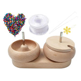 Wooden Bowl Bead Spinner with 2 Pcs Bowls for Chain String Seed Beads Making