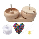 Wooden Bowl Bead Spinner with 2 Pcs Bowls for Chain String Seed Beads Making