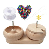 Wooden Bowl Bead Spinner with 2 Pcs Bowls for Chain String Seed Beads Making