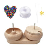 Wooden Bowl Bead Spinner with 2 Pcs Bowls for Chain String Seed Beads Making
