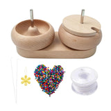 Wooden Bowl Bead Spinner with 2 Pcs Bowls for Chain String Seed Beads Making