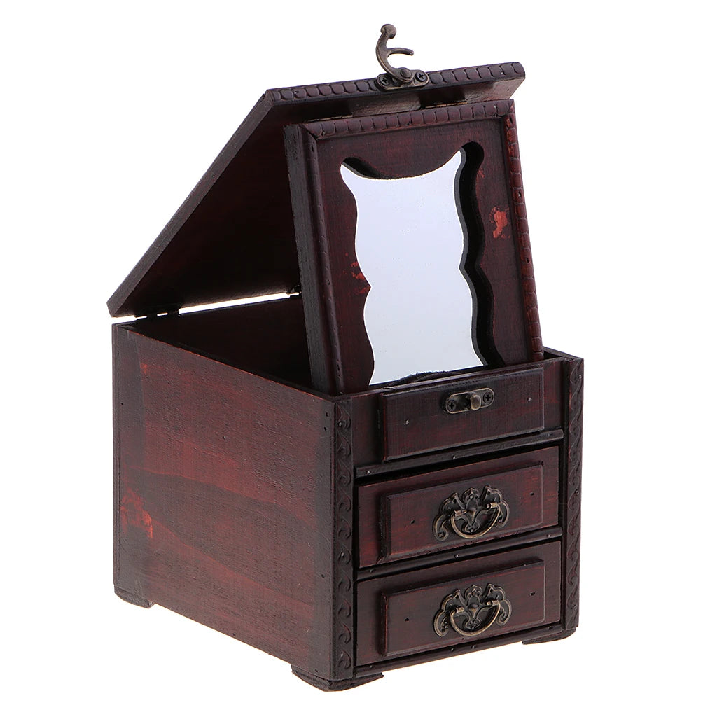 Vintage Antique Wooden Storage Box for Jewelry