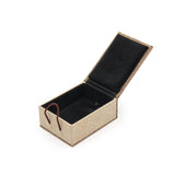 Wooden Buckle Linen Jewelry Box with Plush Card Slot