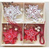 Christmas Tree Pendants Hand Drawn Wooden Ornaments DIY Decorations