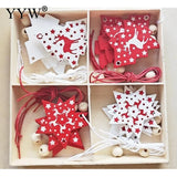 Christmas Tree Pendants Hand Drawn Wooden Ornaments DIY Decorations