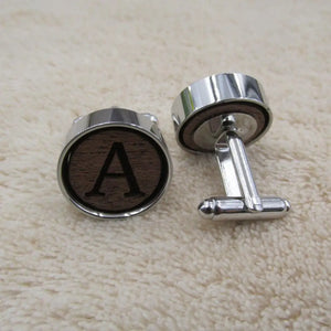 Wooden Initial Cufflink A-Z Wood Cuff Link For Business Wedding Shirts