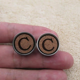Wooden Initial Cufflink A-Z Wood Cuff Link For Business Wedding Shirts