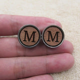 Wooden Initial Cufflink A-Z Wood Cuff Link For Business Wedding Shirts