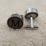 Wooden Initial Cufflink A-Z Wood Cuff Link For Business Wedding Shirts