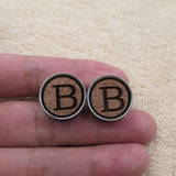 Wooden Initial Cufflink A-Z Wood Cuff Link For Business Wedding Shirts
