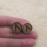 Wooden Initial Cufflink A-Z Wood Cuff Link For Business Wedding Shirts