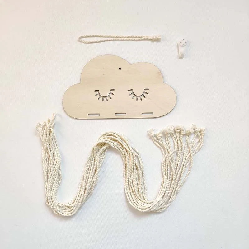 Wooden Cloud Hair Clips Holder Organizer Wall Baby Girl Hairpin Storage