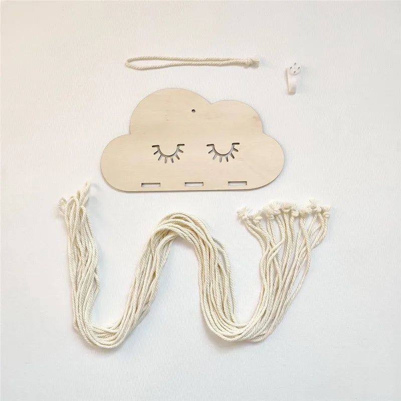 Wooden Cloud Ornaments Hair Clips Holder Princess Girls Hairpins Organizer