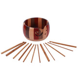 Wooden Crochet Hook and Storage Bowl Set with 12Pcs Crochet Hook