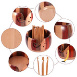 Wooden Crochet Hook and Storage Bowl Set with 12Pcs Crochet Hook