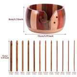 Wooden Crochet Hook and Storage Bowl Set with 12Pcs Crochet Hook