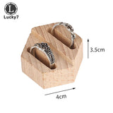 Wooden Double Ring Display Stand Jewelry Holder with Organza Packaging
